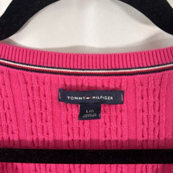 Tommy Hilfiger Sweater Women's Large Pink Crew Neck Long Sleeve 100% Cotton - Picture 2 of 7